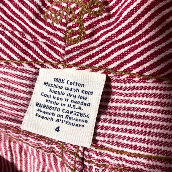 100% Cotton Low Rise Short Shorts Red and White stripe Size 4 - Picture 4 of 15